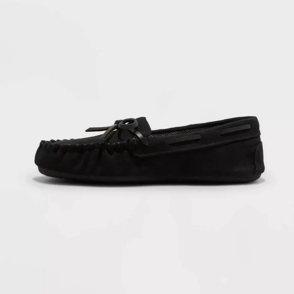 Boys' Lionel Moccasin Slippers Black - Cat & Jack™